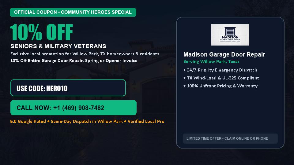 Madison Garage Door Repair 10% OFF Seniors & Military Veterans